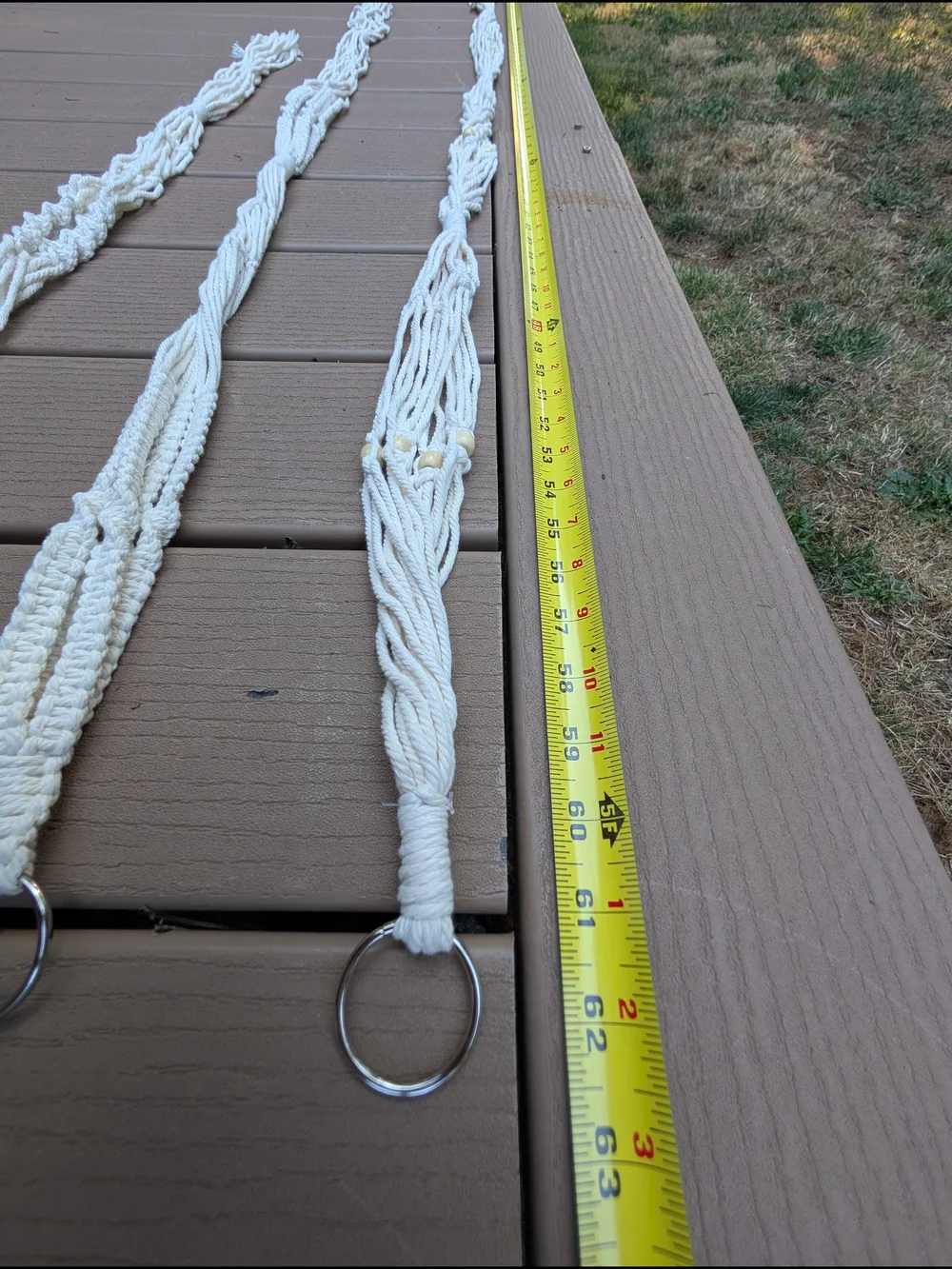 Handmade White Macramé Plant Hangers - Set of 3 holds 6-8 Inch Pots